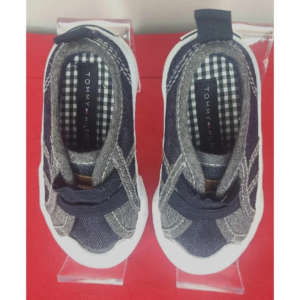 Kids Boy"s Tommy Hilfiger Lil Bailey Size 5 Denim Tennis Shoes Slip Ons‎ Walking